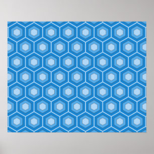 Póster Poster hex con mosaico azul cielo