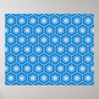 Póster Poster hex con mosaico azul cielo