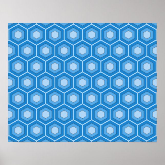 Póster Poster hex con mosaico azul cielo (Frente)