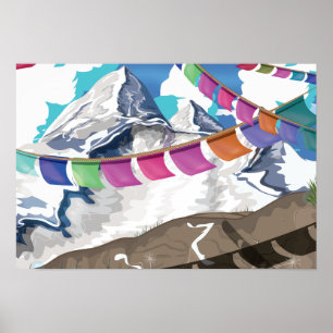 Póster Poster Himalayan del viaje de las banderas del