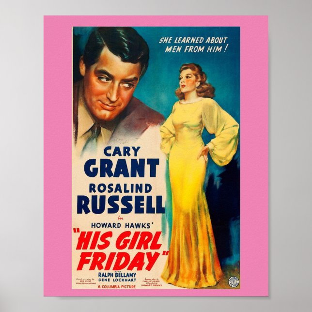 Póster Poster His Girl Friday-Cary Grant Rosalind Russell (Frente)