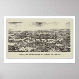 Póster Poster Historische Karte Österreich Wien 1683