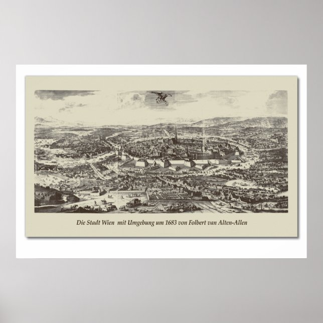 Póster Poster Historische Karte Österreich Wien 1683 (Frente)