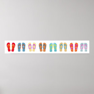 Póster Poster horizontal del verano de los flips-flopes