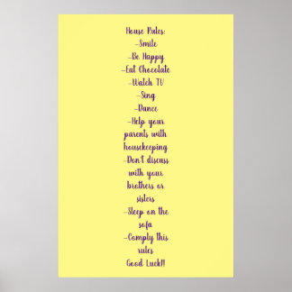 Póster Poster House Rules Normas de la casa