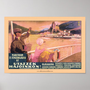 Póster Poster húngaro del ferry del Danubio