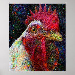 Póster Poster ideal profundo del pollo del espacio