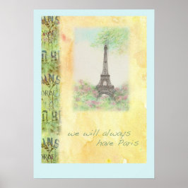 Póster Poster ilustrado de la Torre Eiffel de París