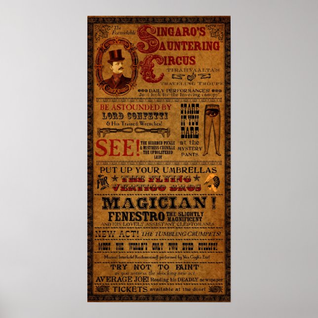 Póster Poster imaginaria de circo de Tirahvaalta 12" x 24 (Frente)