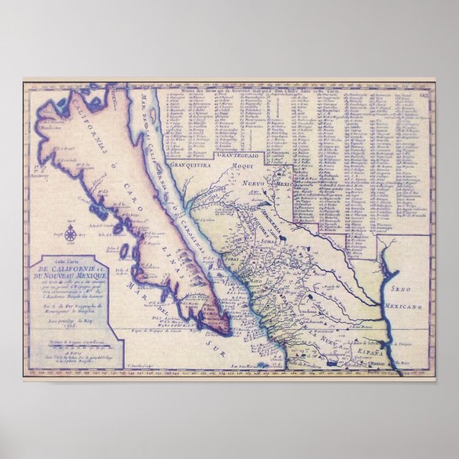 Póster poster/imprenta de California y Nuevo México 1705 (Frente)