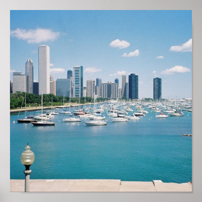 Póster Poster/Impresión de la Línea Skyline de Chicago La (Frente)