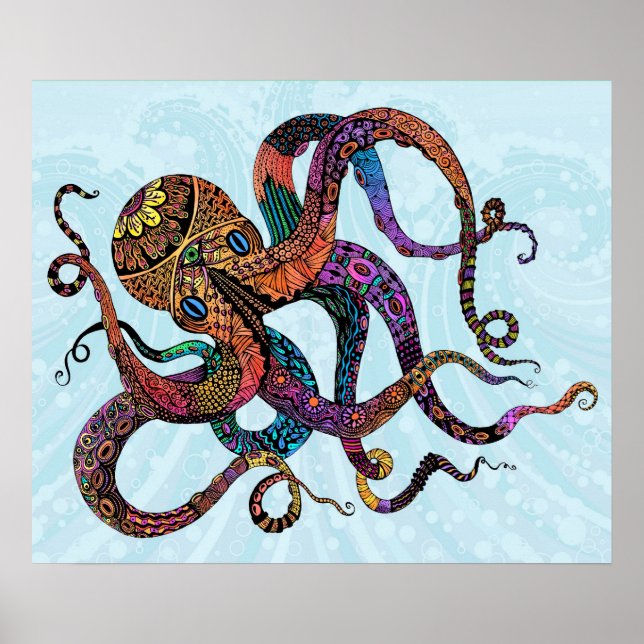 Póster Poster/impresión de pulpo eléctrico (Frente)