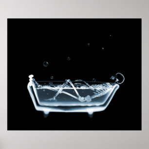 Póster Poster/Impresión de rayos X Bath de esqueleto azul