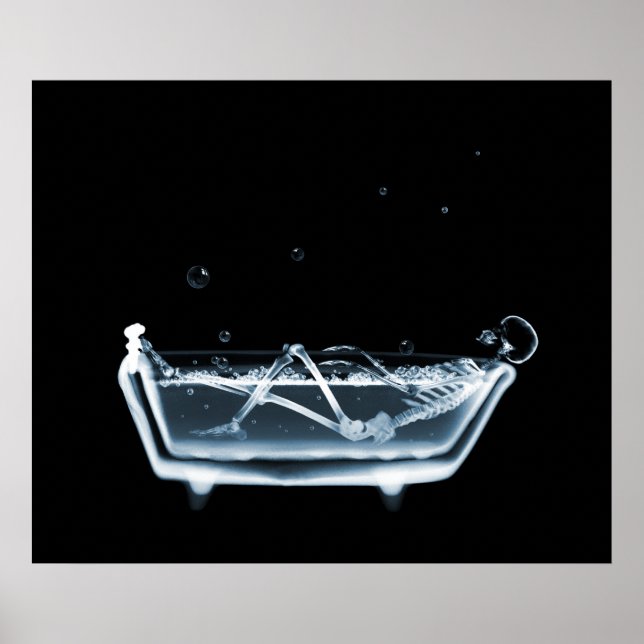 Póster Poster/Impresión de rayos X Bath de esqueleto azul (Frente)
