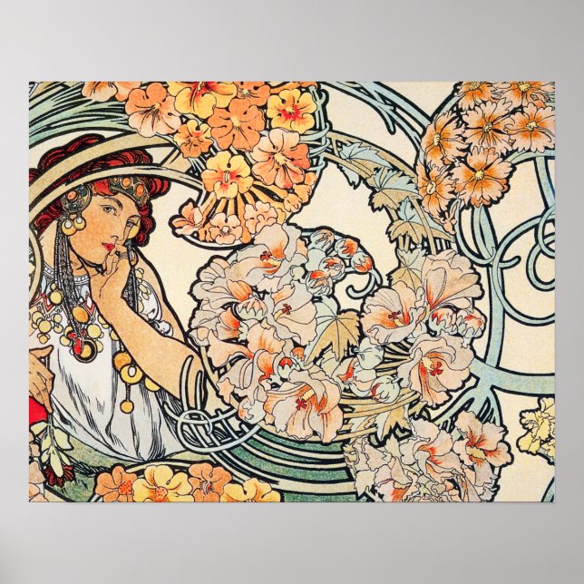 Póster Poster/Impresión: Mucha - Lenguaje de las flores I (Frente)