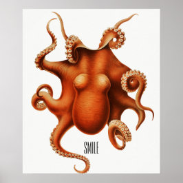 Póster poster impreso de pulpo de cosecha de sonrisa
