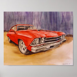Póster poster impreso rojo 69 Chevelle