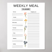 Poster imprimible de planificador de comidas seman