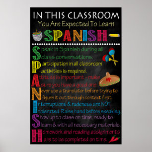 Póster Poster Imprimible de reglas de aulas de España