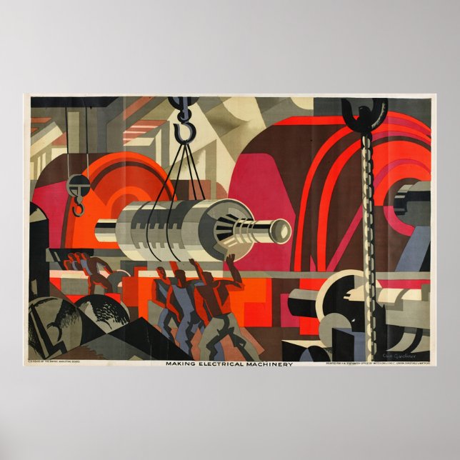 Póster poster industrial de maquinaria eléctrica (Frente)
