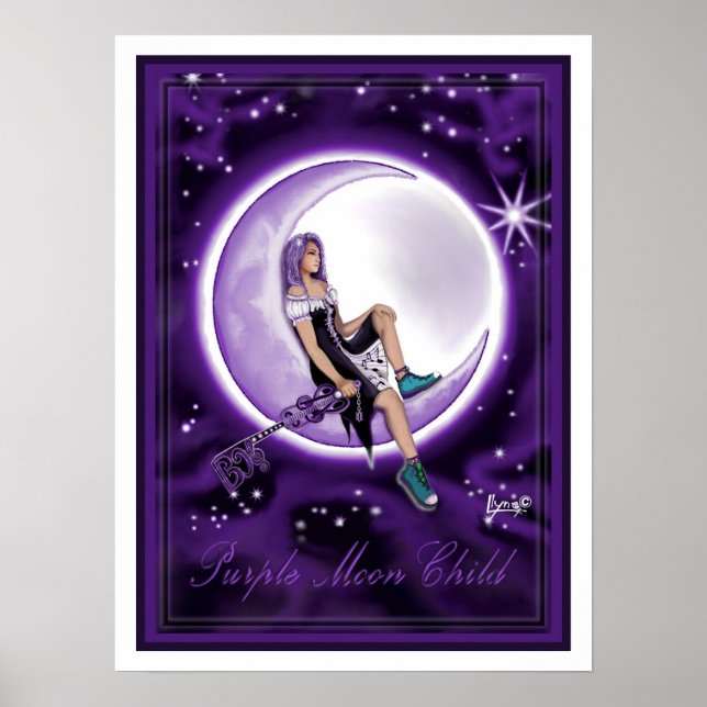 Póster Poster infantil Purple Moon (Frente)