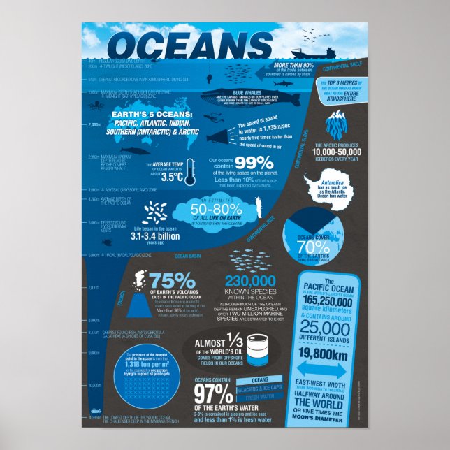 Póster Poster Infográfico de Oceans (Frente)