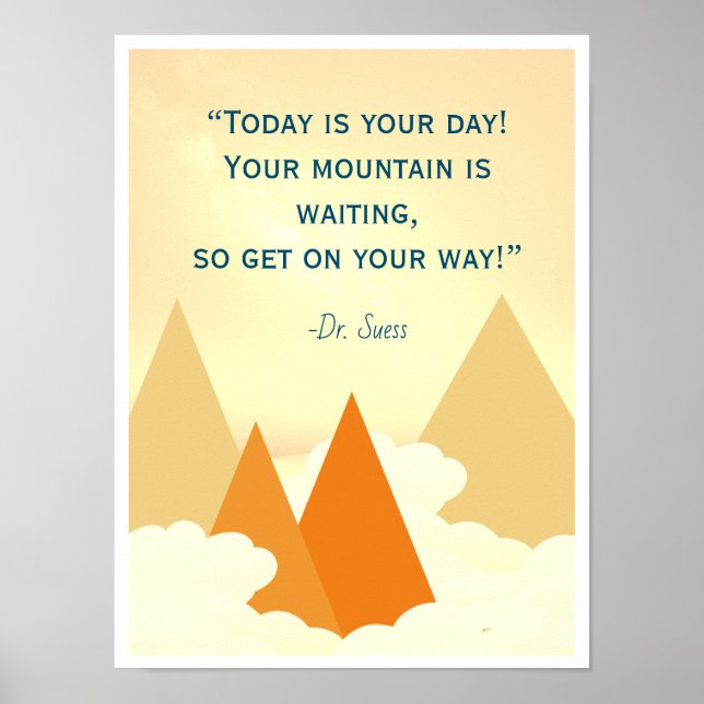 Póster Poster Inspirador de la montaña Dr. Suess (Frente)