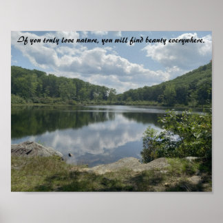 Póster Poster Inspirador de reflexión sobre el lago de mo