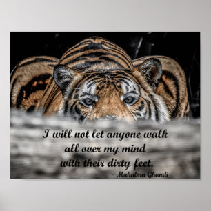 Póster Poster inspirador del tigre que se agacha
