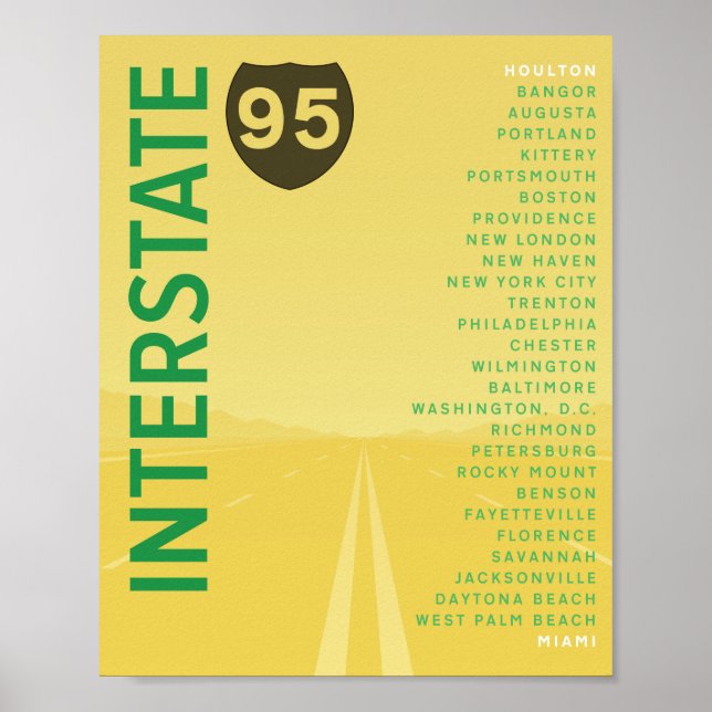 Póster Poster Interstate 95 (I-95) (Amarillo) (Frente)