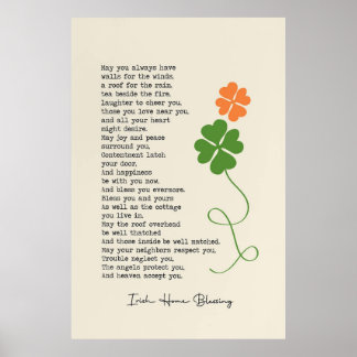 Póster Poster irlandés de bendición de casa
