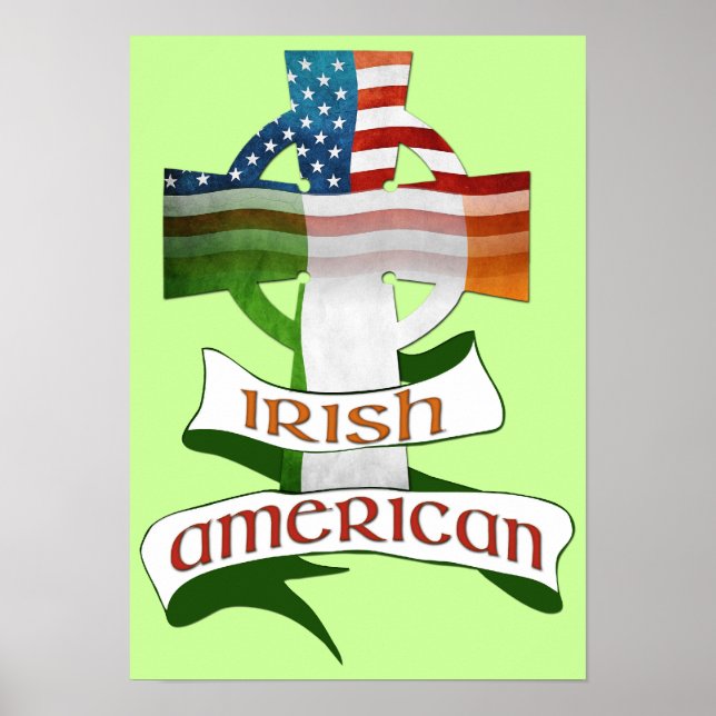 Póster Poster irlandés de la Cruz Celta Estadounidense (Frente)