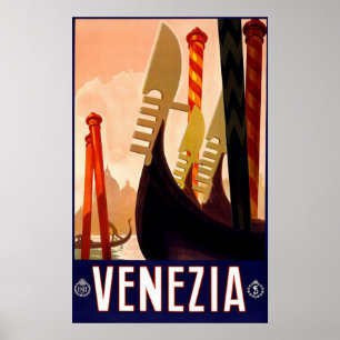 Póster Poster italiano del viaje del vintage de "Venecia"