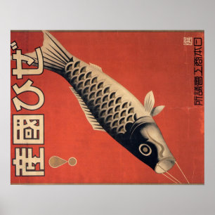 Póster Poster japonés de los pescados del vintage