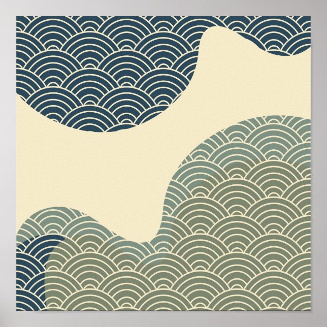 Póster Poster japonés de mapas de paisajes naturales de M (Frente)