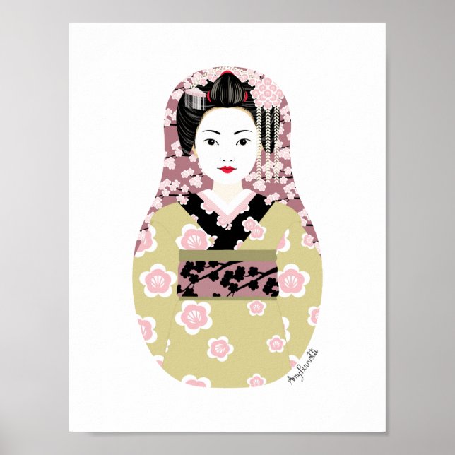 Póster Poster japonés Geisha Matryoshka (Frente)