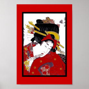 Póster Poster japonés Japón moderno cosecha geisha