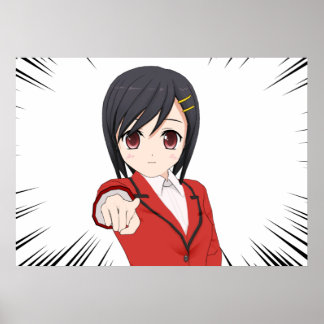 Póster Poster jeune fille manga cheveux