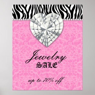 Póster Poster Jewelry Sale leopard Heart Pearl Lace Pink