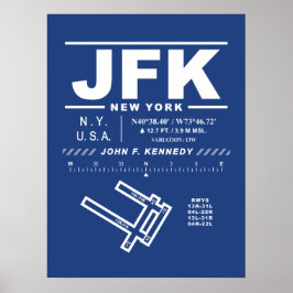 Póster Poster JFK del Aeropuerto Internacional John F. Ke