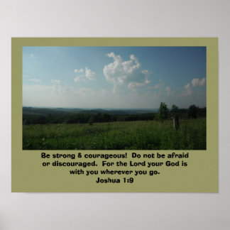 Póster Poster Joshua 1:9 "Sé fuerte y valiente"