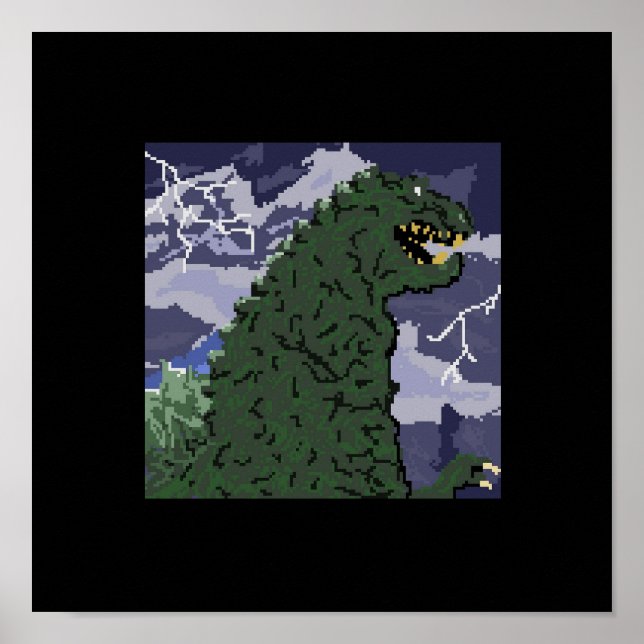 Póster poster Kaiju de 8 bits (Frente)