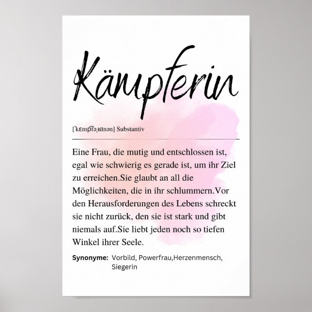 Póster Poster Kämpferin Definition (Frente)