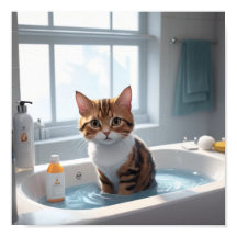 poster La experiencia de baño del gato