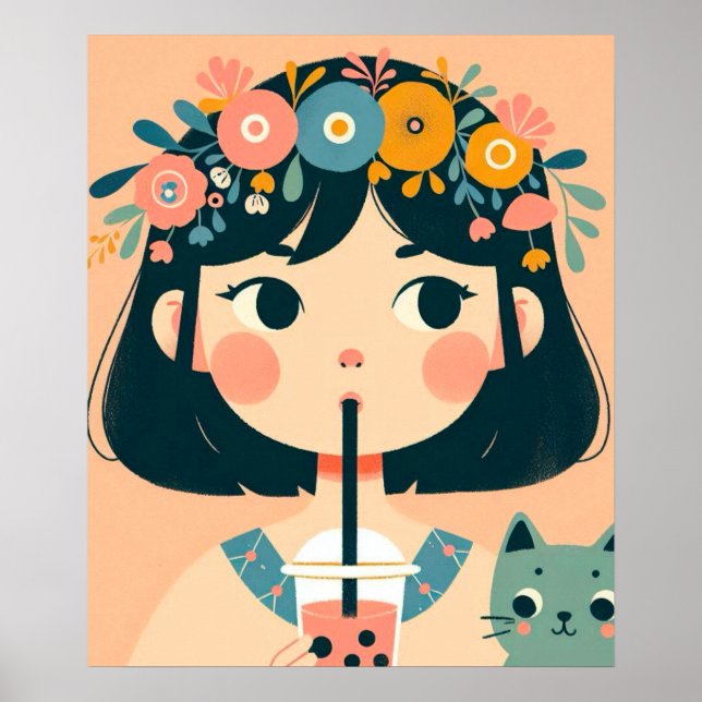 Póster Poster “La petite fille au bubble tea“ (Frente)
