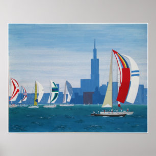 Póster Poster "Lake Michigan - Chicago"