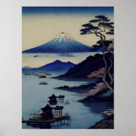 Póster Poster - Lake, Pine and Mountain - Japan