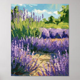 Póster Poster Lavender Field - Floral Impresionista suave