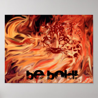 Póster Poster, leopardo en llamas
