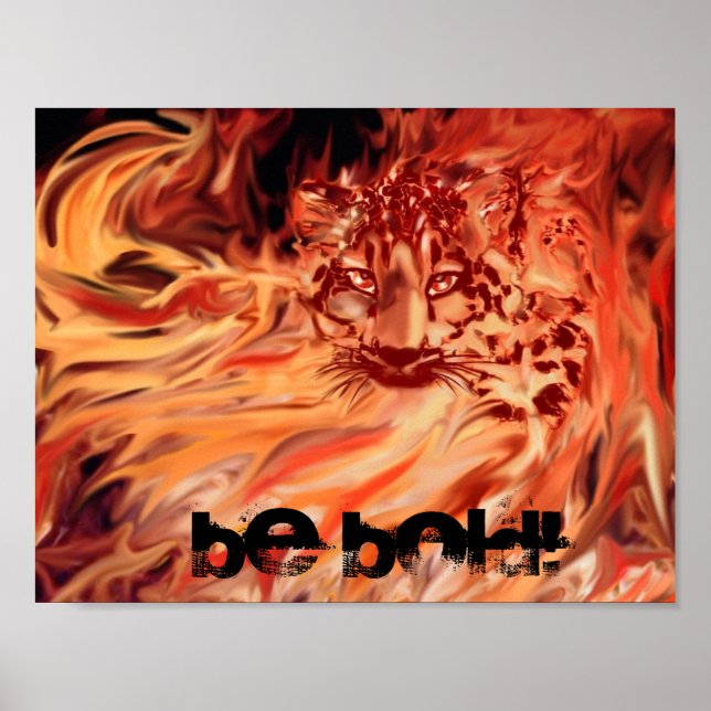 Póster Poster, leopardo en llamas (Frente)